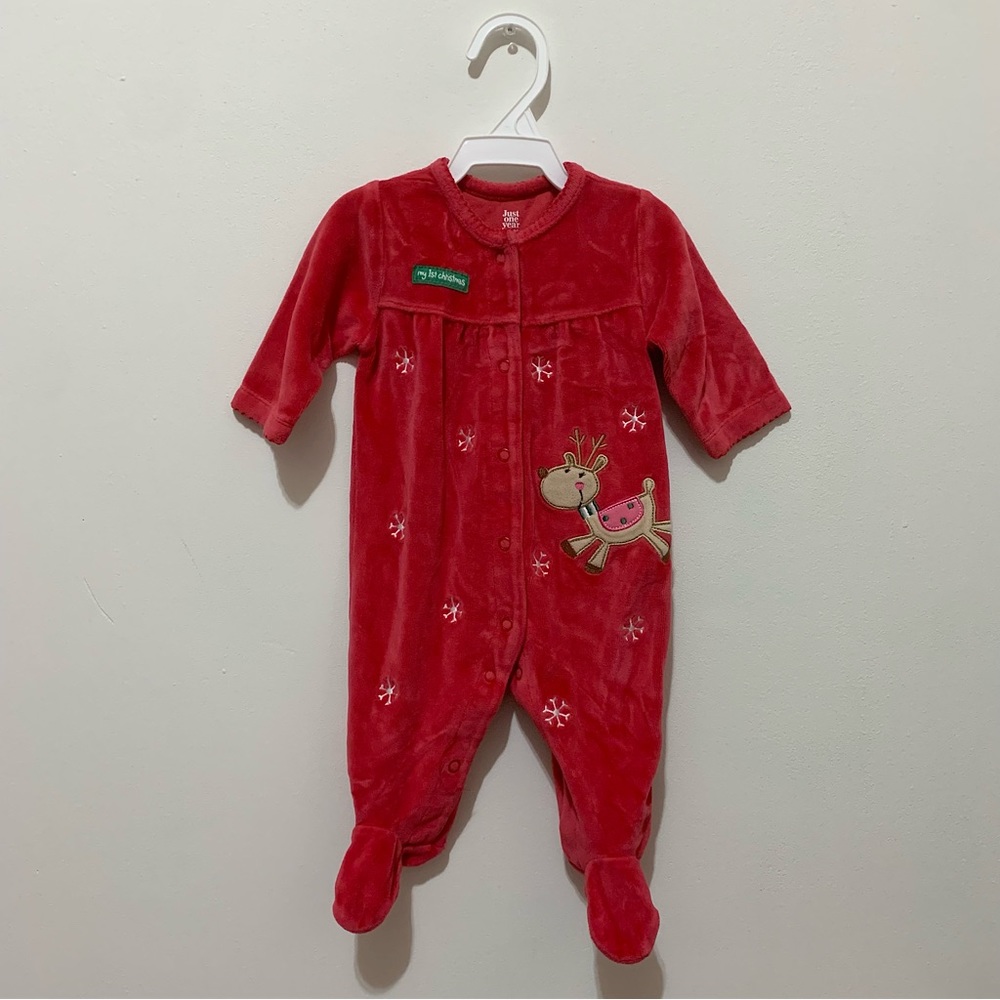 Carter’s🎀 Red Reindeer Snowflake Fleece Sleeper🎀 baby clothes winter pajamas